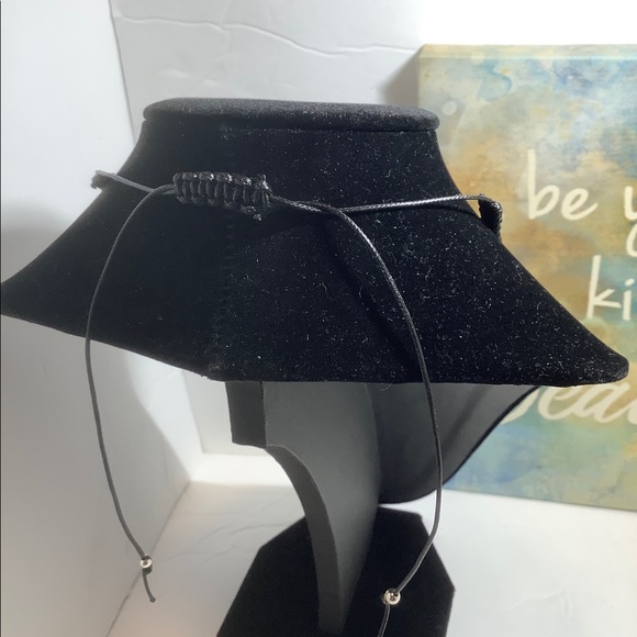 Lapis lazuli choker macrame adjustable black cord crystal necklace handmade - Picture 4 of 7